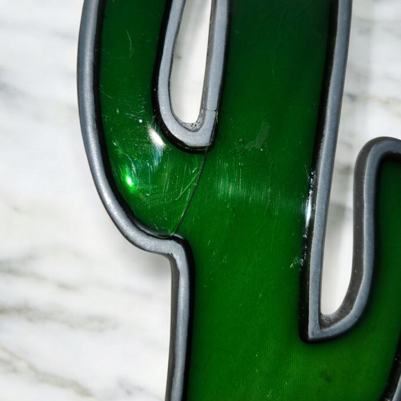 Lot Of 7 - Stained Glass Green Saguaro Cactus 6" Sun Catcher Christmas Ornament - Picture 6 of 8